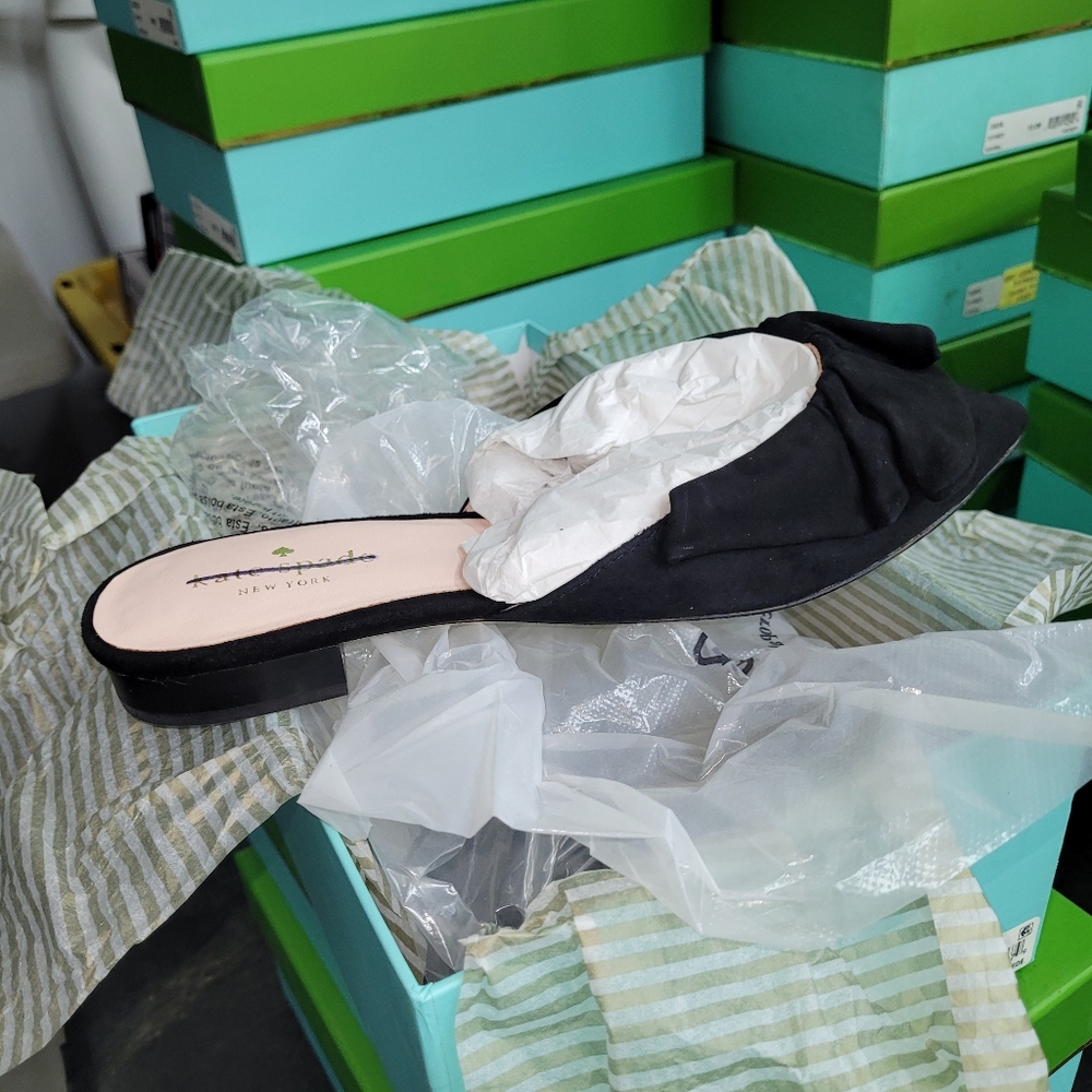 Kate Spade New York BLACK Suede Fayrn Point-Toe Mules 8.5 M S110170 Nib